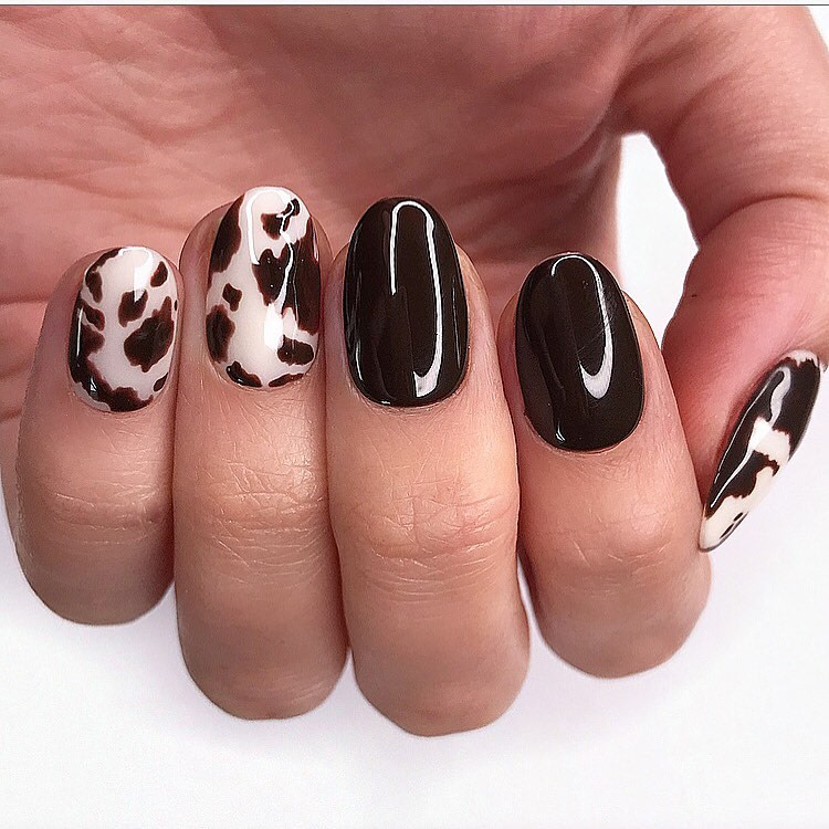 Cow Print Nails Using Colours From The Gelbottle Inc Nu Nudes Collection Vani