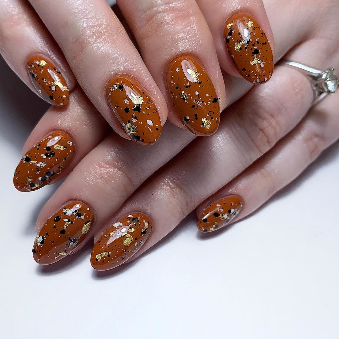 Terrazzo Created Using The Gelbottle Inc Fall White Russian Badass This is an extreme nail shape that is not made for everyone. created using the gelbottle inc fall
