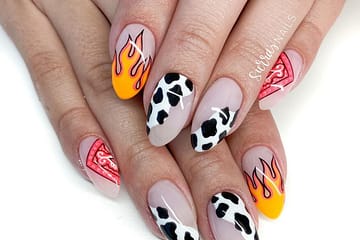 Hand painted nail art. How fun are these?!  That bandana corner!!